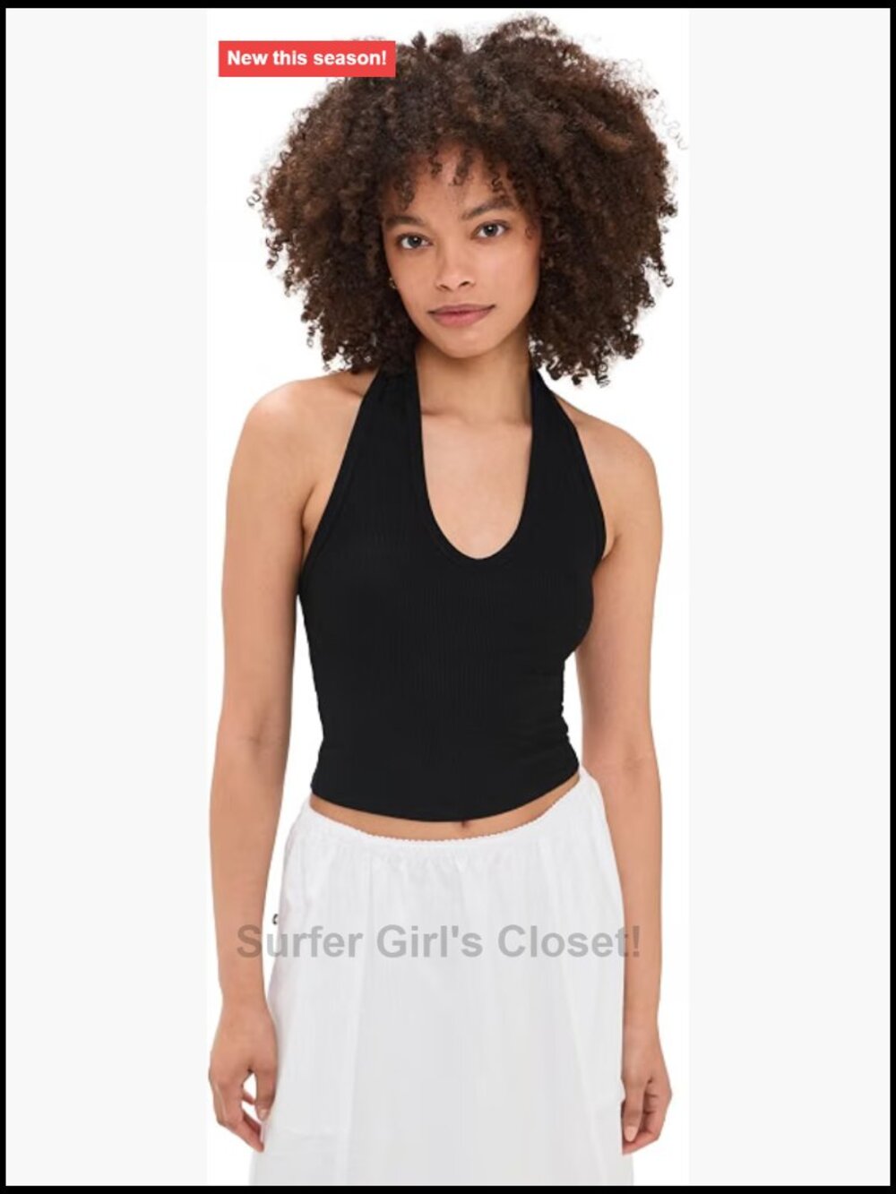 Silk Rib U Halter Tank Sleeveless Fitted Stretch Knit